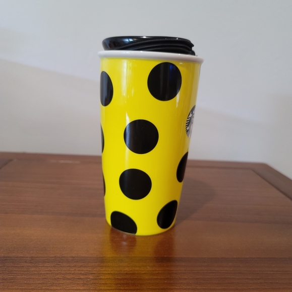 Starbucks 12oz Tumbler in Yellow w/ Black dots - Picture 2 of 8